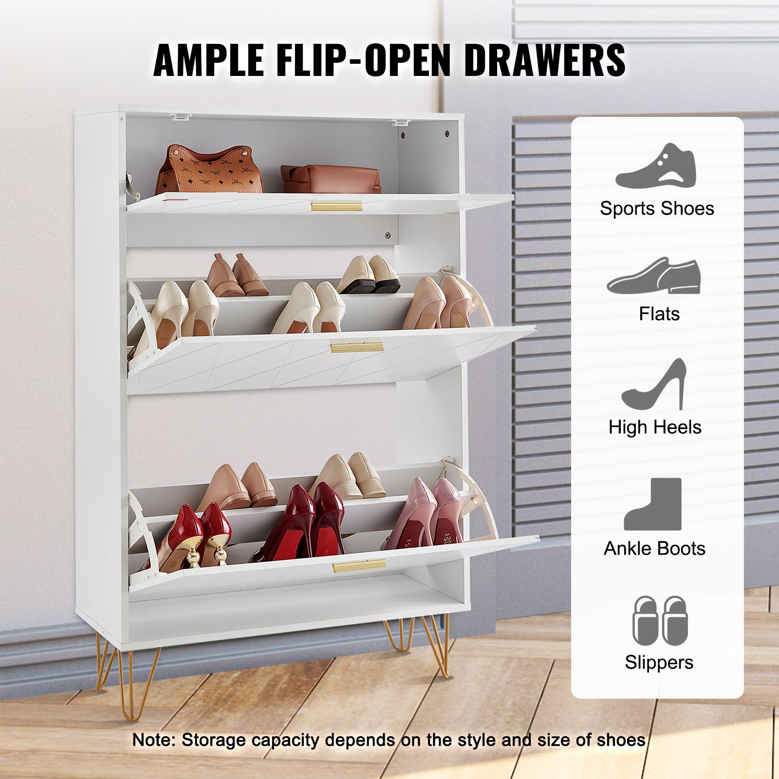 Vevor Shoe Storage Cabinet For Entryway, 31.5' D X 9.4' W X 47.3' H, Wood