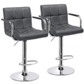 Yaheetech Bar Stools, Adjustable Pu Leather Swivel Barstools, Modern Counter Stools With Back And Footrest, Counter Height Barstools For Bar, Kitchen, Dining Room, Set Of 2, Grey