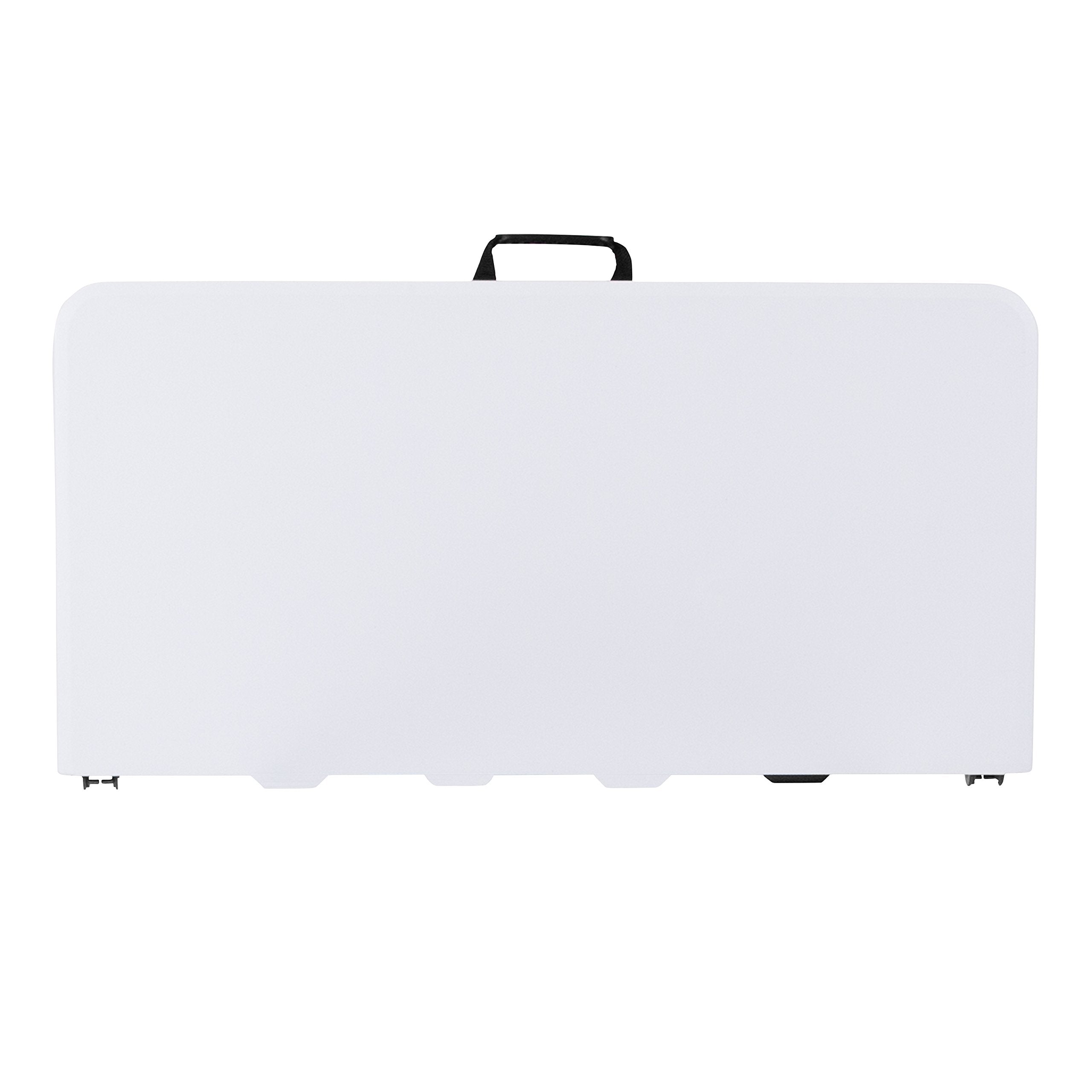 Flash Furniture Kathryn 2.79-Foot Square Bi-Fold Granite White Plastic Folding Table with Carrying Handle, 34" Square