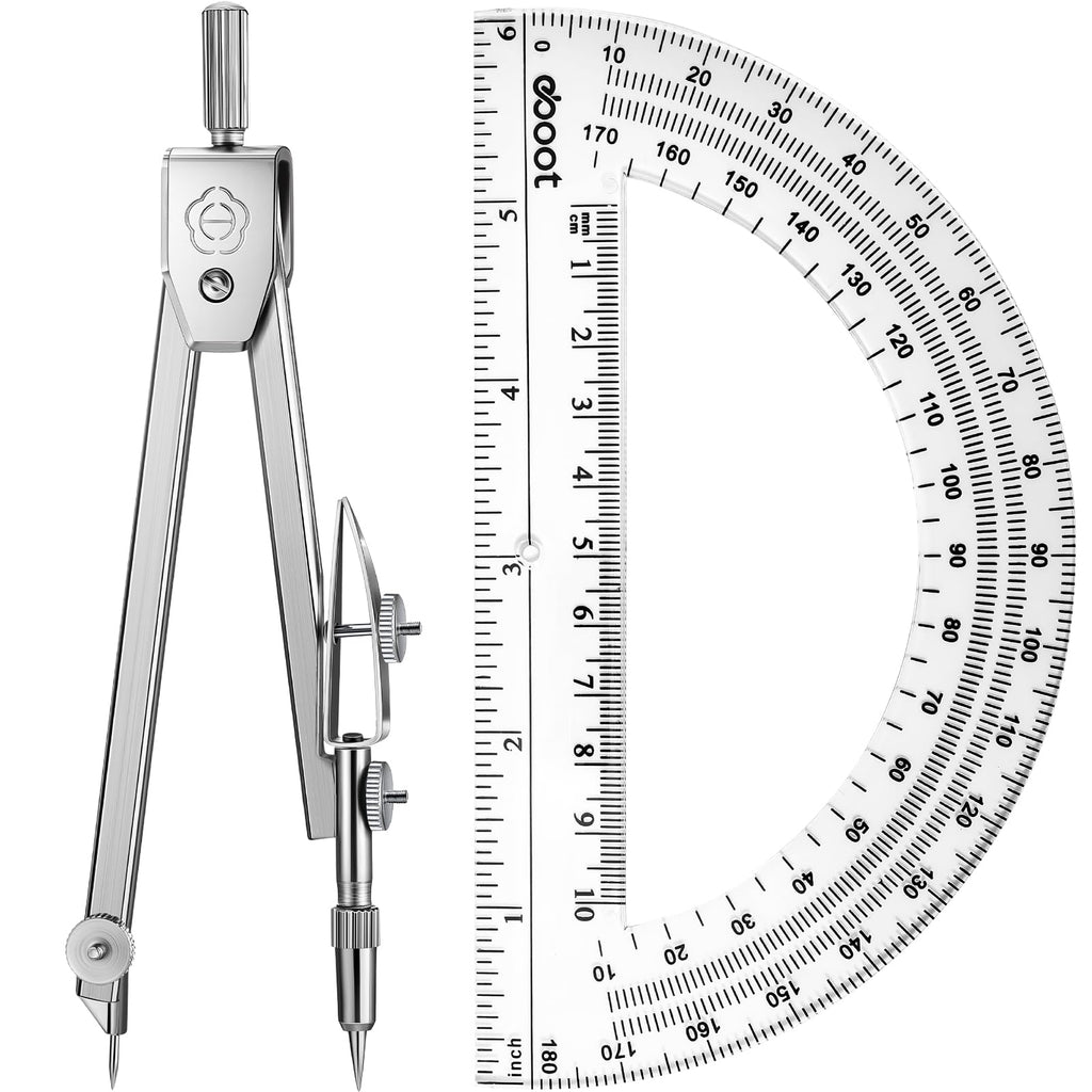 Zonon Student Protractor And Compass Set, Student Geometry Math Set, Compass For Geometry And 180 Degree 6 Inch Protractor For D