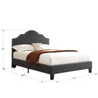 Wallace & Bay Kirby Upholstered Bed with Nailhead, King, Dark Gray