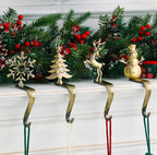 NIGHT-GRING Christmas Stocking Holder - Set of 4 Stocking Hangers Snowman Santa Snowflakes Christmas Tree Deer Christmas Stockin