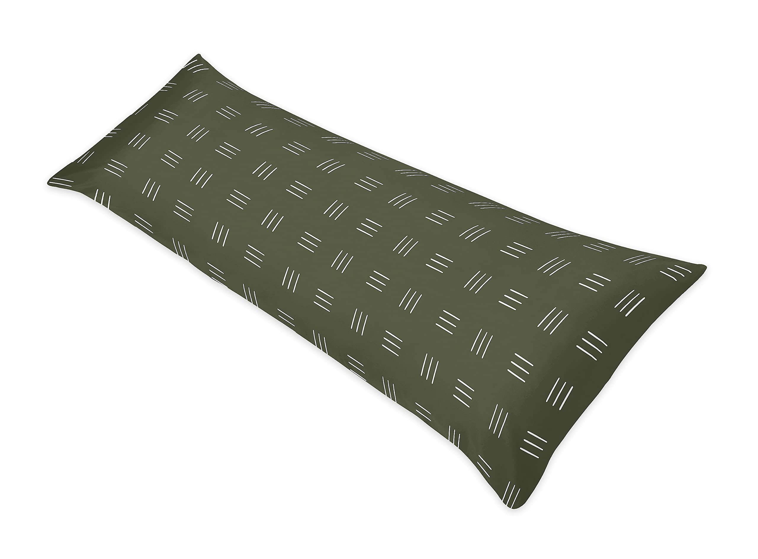 Sweet Jojo Designs Hunter Green Body Pillow Case Cover (Pillow Not Included) - White Bohemian Woodland Tribal Southwest Mud Clot