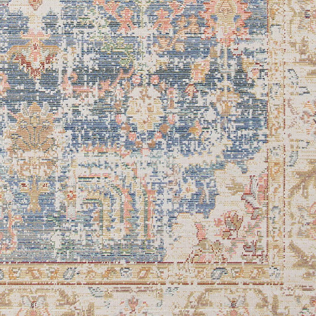 HomeRoots 532009 8 x 10 ft. Blue Floral Power Loom Rectangle Area Rug