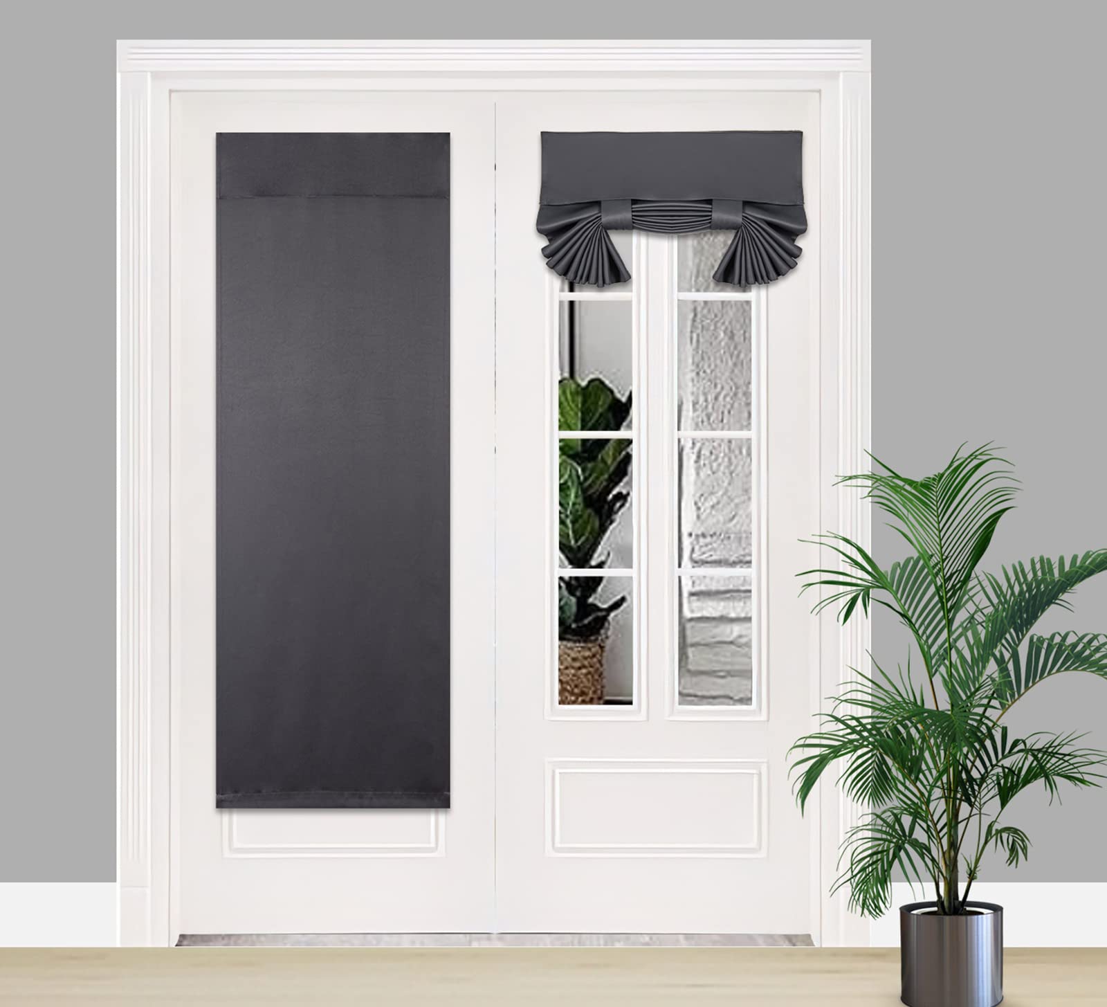 Pi Front Door Curtain 2 Panels,Door Window Shade Privacy Thermal Insulated Light Block Curtain For French Door/Sliding Door/Patio Door,(W34Xl68-2Pc,Dark Grey)