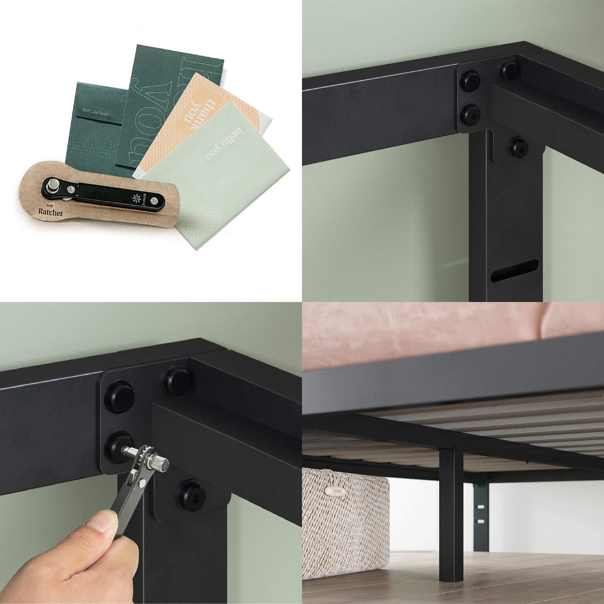 Zinus Mia Metal Platform Bed Frame, Twin, Black, Steel, No Box Spring Needed, Easy Assembly, Model AZ-ASMP-15T