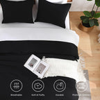 Andency Black Comforter Set Queen, 3 Pieces Lightweight Solid Bed Comforter For Men Women, All Season Soft Microfiber Down Alternative Comforter Set