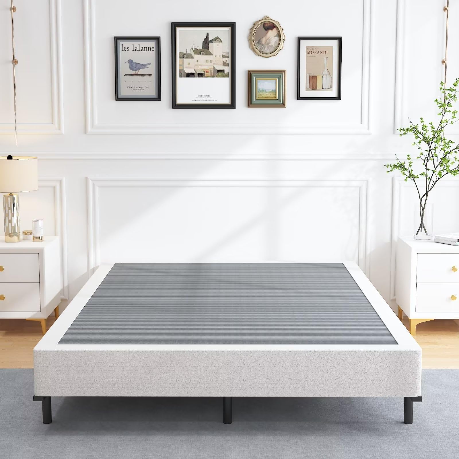 Aldrich 7 Inch California King Box Spring Bed Base, 3000 Lbs Heavy Duty Metal Frame Mattress Foundation With Cover, Easy Assembly