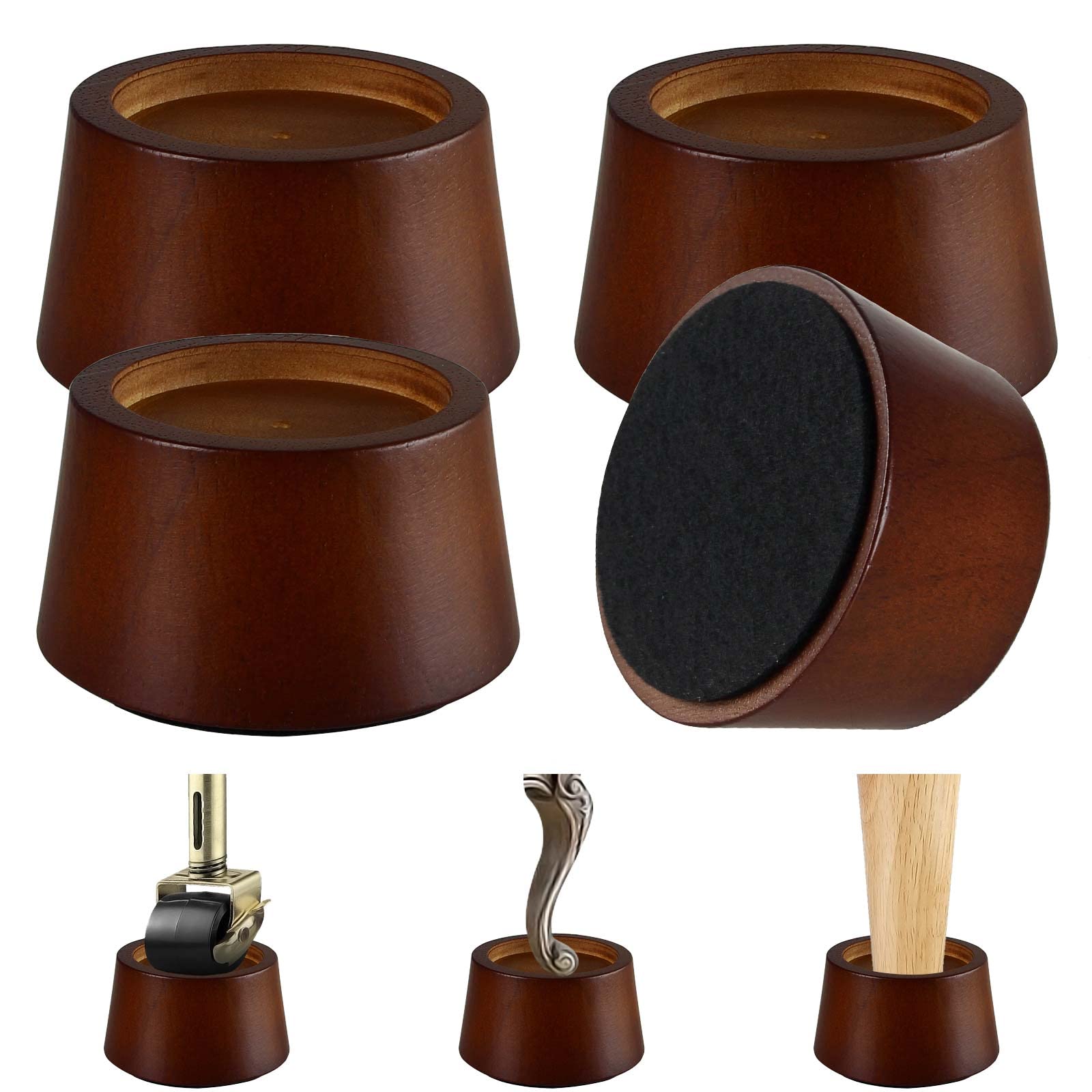 Koikey Furniture Raisers Bed Risers - 2 Inch Wooden Circle Heavy Duty Furniture Height Extenders Lifts For Sofa Couch Desk Chair