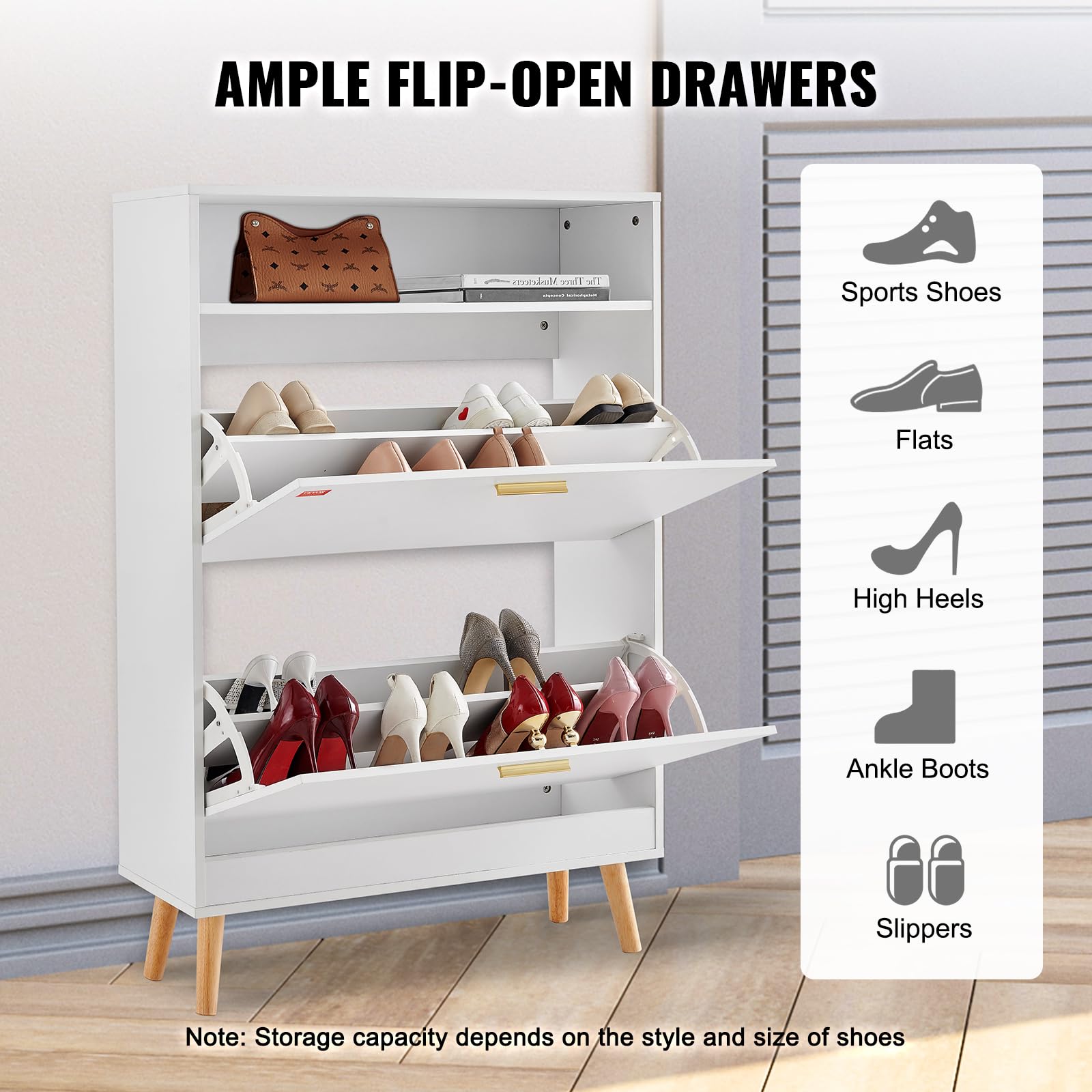Vevor Shoe Storage Cabinet For Entryway, 31.5' D X 9.4' W X 47.3' H, White