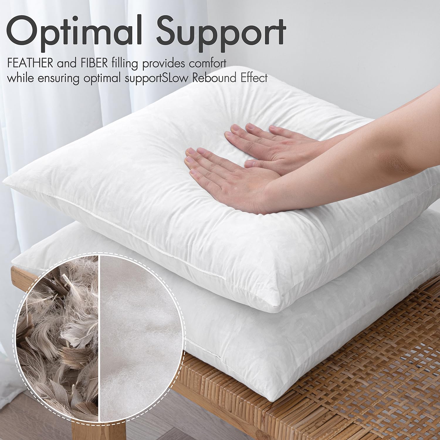 Miulee Pillow Inserts 20X20 Inch Set Of 2, Polycotton Mix Feather Throw Pillow Inserts, 20 Inch Square Decorative Couch And Sofa