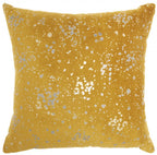 HomeRoots Grey Cotton Mustard and Silver Throw Pillow