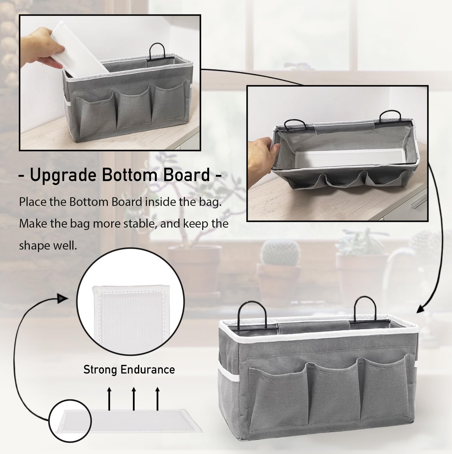 Kanrichu 2Pcs 3-Pockets Large Wall Hanging Organizer Bag, Linen Fabric Door Hanging Storage Baskets With Pockets, Waterproof Bin
