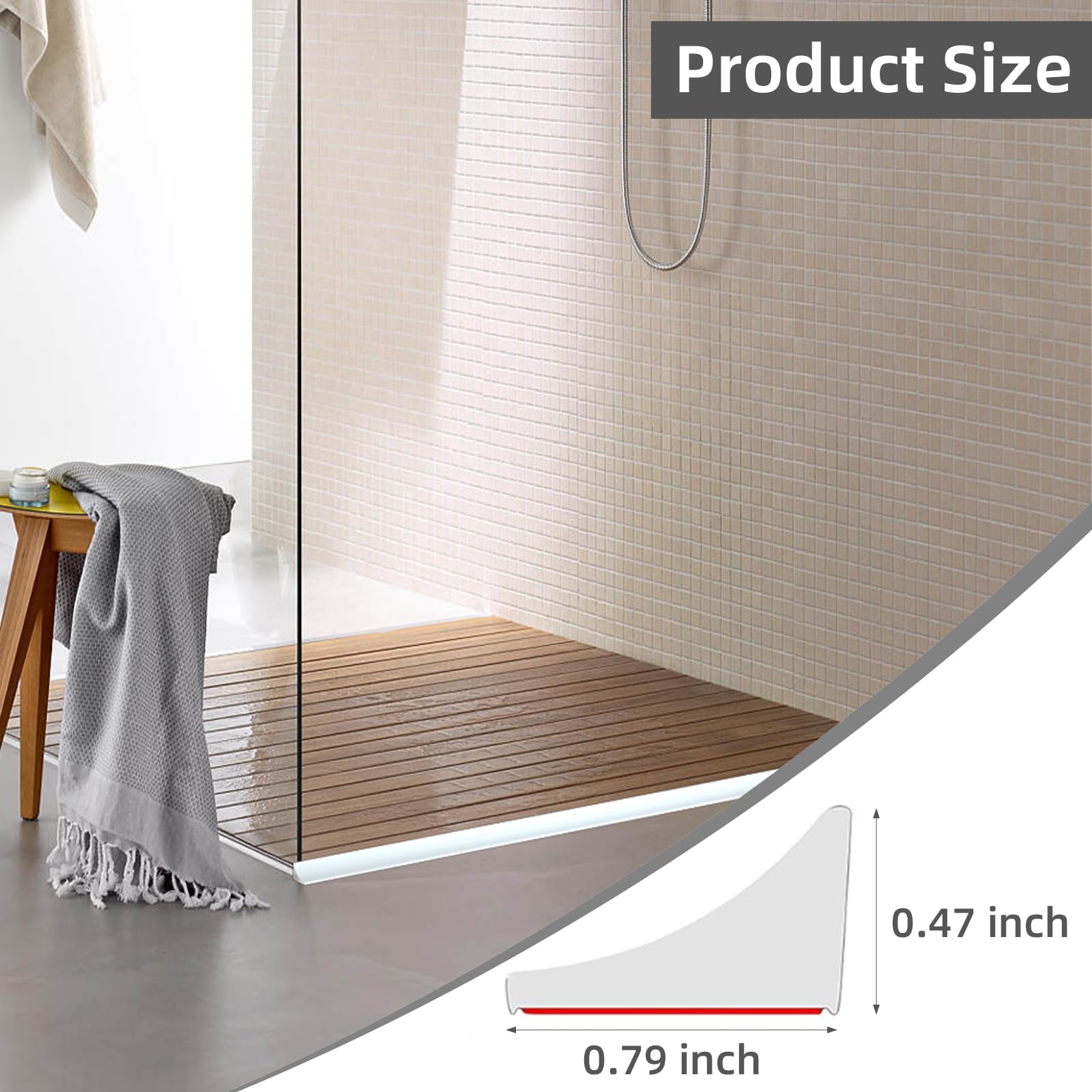 ESUFEIR 78 Inch Black Collapsible Shower Threshold Water Dam Barrier, Self-Adhesive Silicone Splash Guard for Bathroom & Kitchen