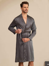 [Black Ginkgo] SilkSilky  Long Sleeve Men's Robe 003