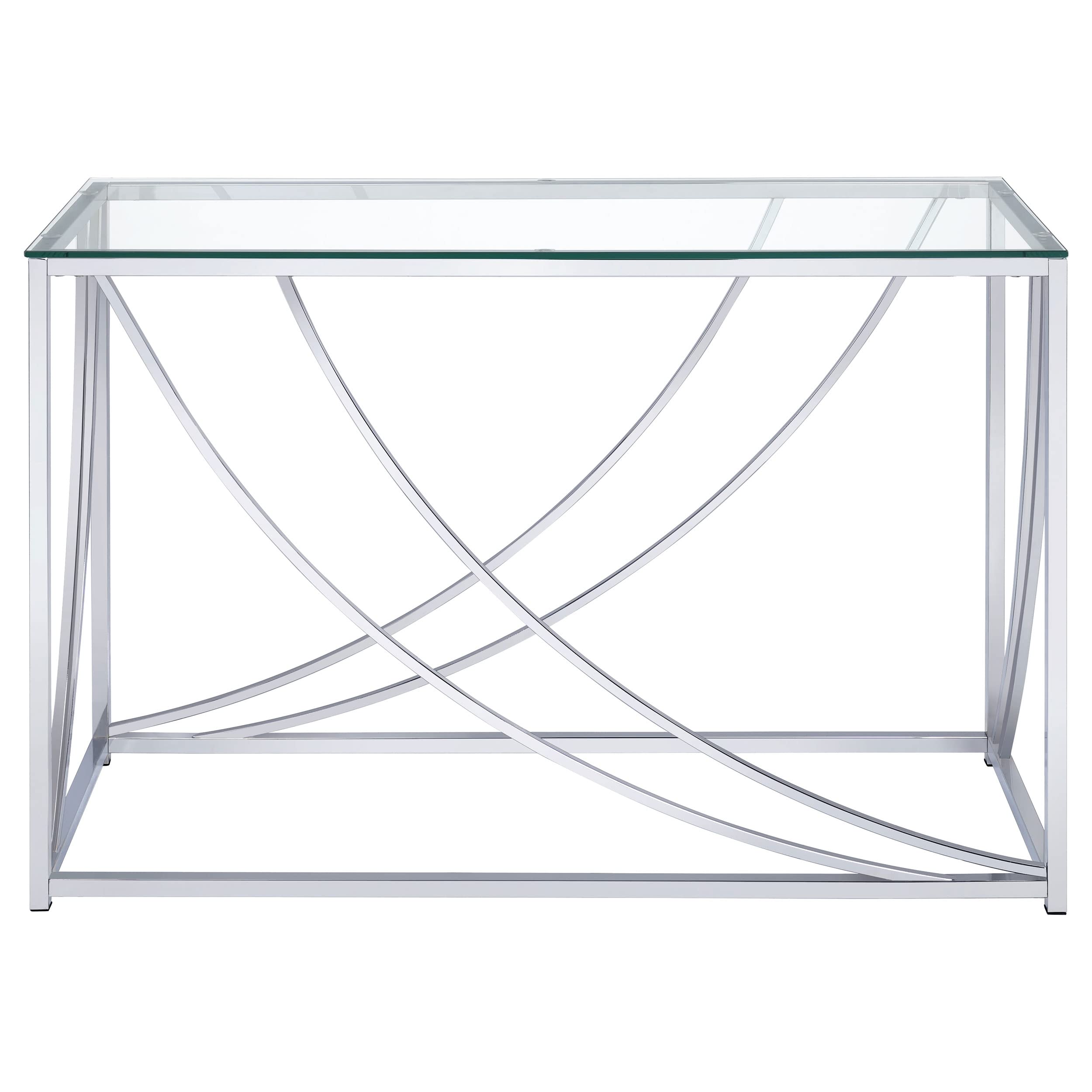 Coaster Home Furnishings Lille Glass Top Rectangular Sofa Table Accents Chrome