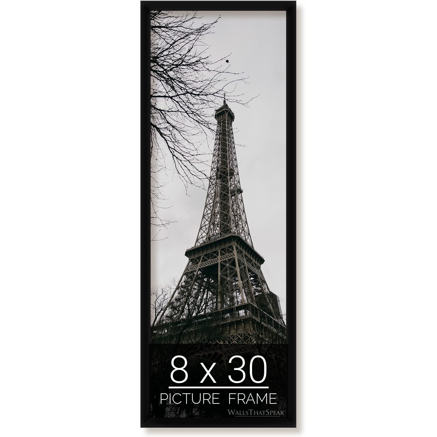 wallsthatspeak 8x30 Black Picture Frame for Puzzles Posters Photos or Artwork