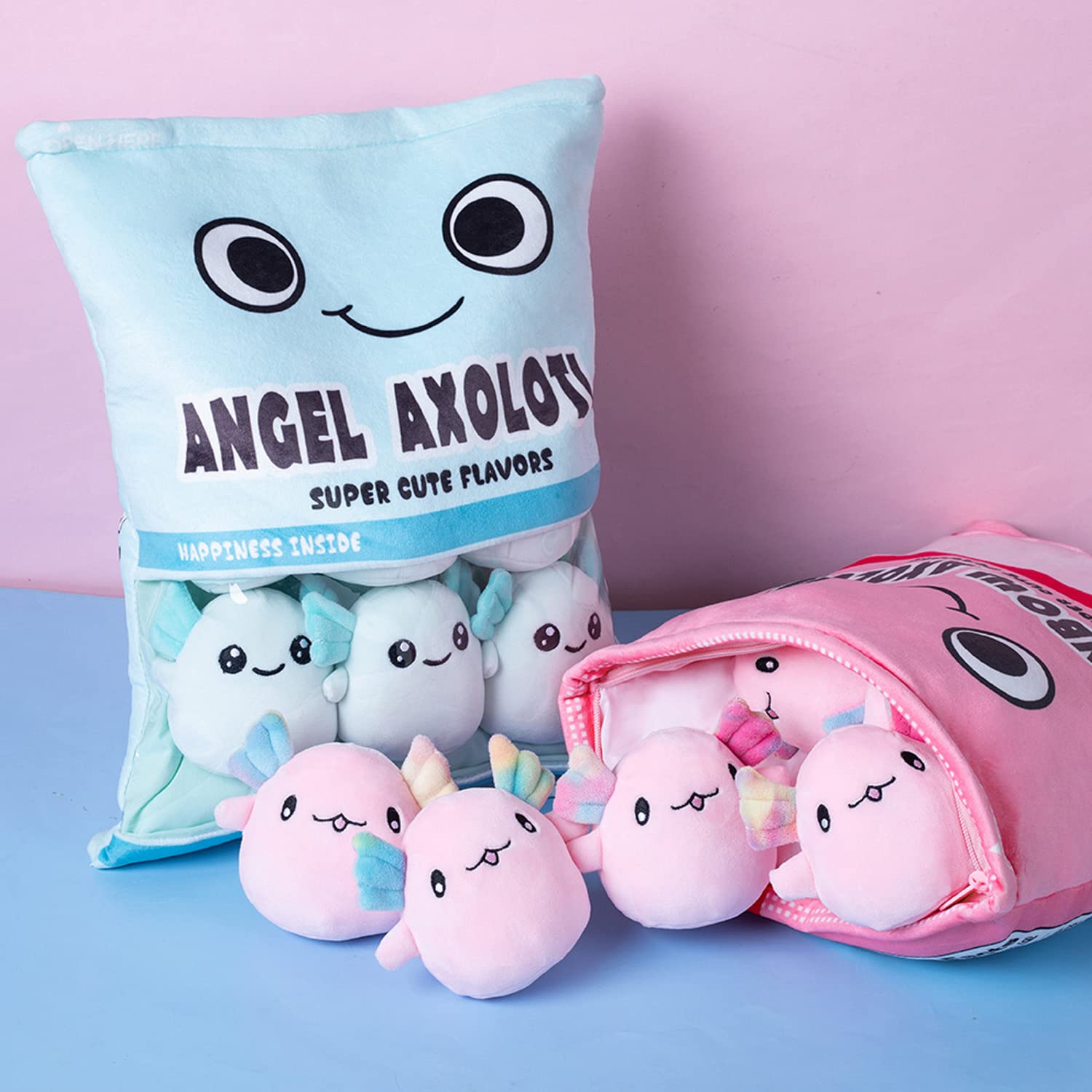 Refahb Cute Axolotl Plush Toy, Removable Salamander Animal Stuffed Plush Pillow, Kawaii Plush Cushion Toy Game For Kids, Girls,