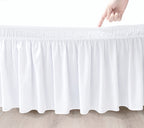 Biscaynebay Wrap Around Bed Skirts With Split Corners For King Beds 14' Drop, White Elastic Dust Ruffles Easy Fit Wrinkle & Fade Resistant Silky Luxurious Fabric Solid Machine Washable