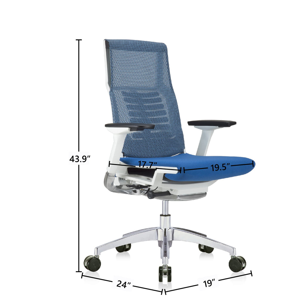 Eurotech Seating Powerfit-White Frame-Mesh Back/Fabric Seat Chair