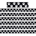 Teacher Created Resources Black with White Paw Prints Border Trim, 35 Feet Per Pack, 6 Packs