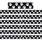 Teacher Created Resources Black with White Paw Prints Border Trim, 35 Feet Per Pack, 6 Packs