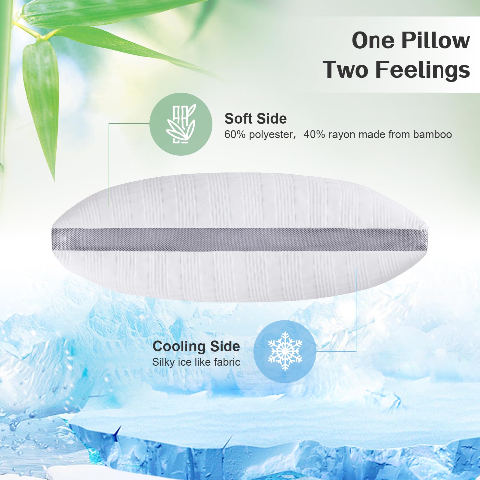 Meoflaw Cooling Pillows King Size,Shredded Memory Foam Bed Pillows For Sleeping, Supportive King Pillows For Back & Side Sleepers,Adjustable Pillows King Size With Washable Removable Cover