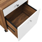 Modway Transmit Modern Wood & Plastic File Cabinet In Walnut/White