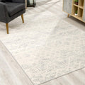HomeRoots 100% Polypropylene 2’ x 6’ Ivory Distressed Ikat Pattern Area Rug