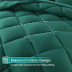 Cosybay Bed In A Bag Full Comforter Sets 7Pcs All Season Solid Down Alternative Bedding Sets Dark Green With Comforter, Pillow S