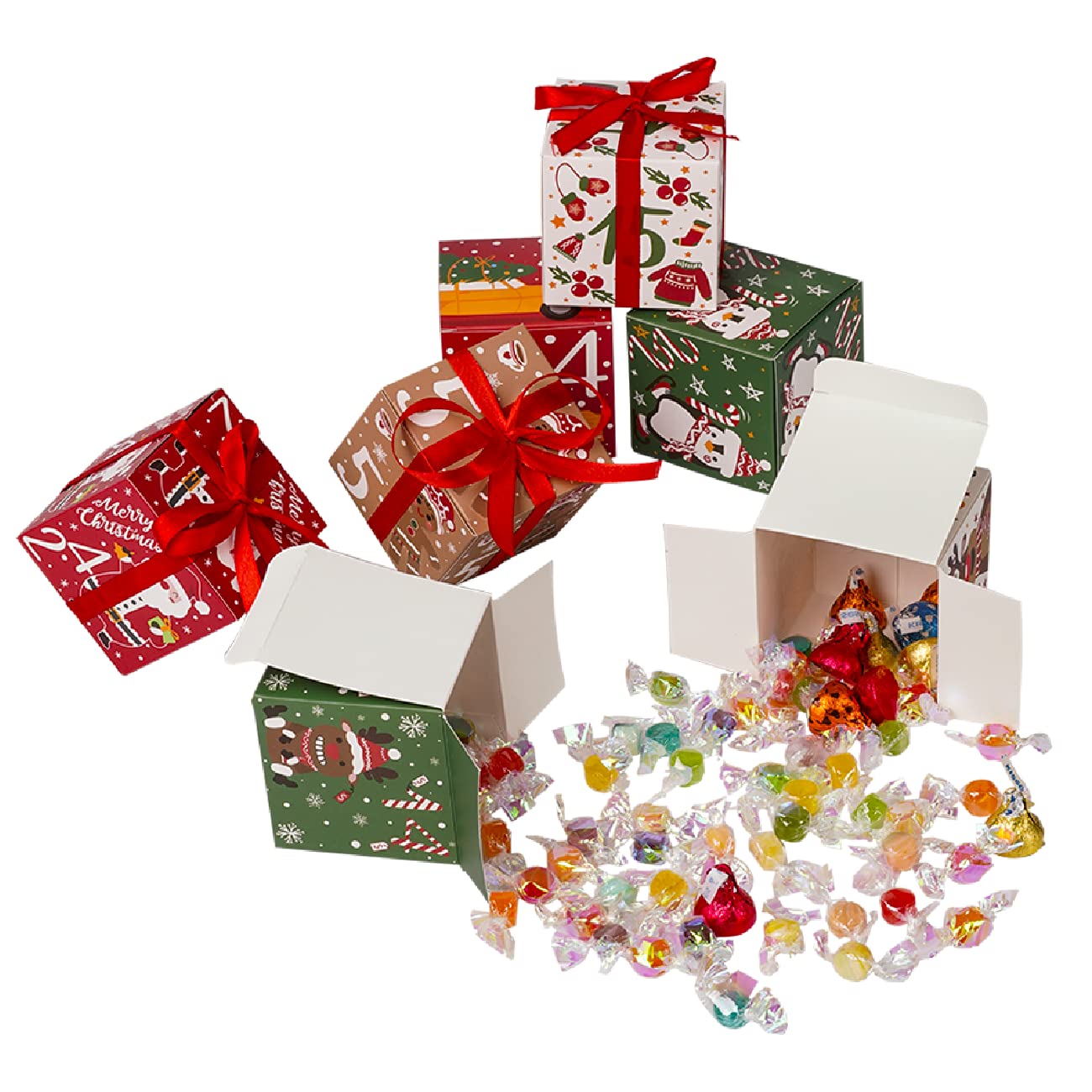 24 Pcs Diy Christmas Advent Calendar Boxes, 24 Days Advent Countdown Gift Boxes, Christmas Cardboard Number Boxes For Kids And F