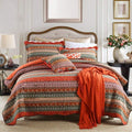 Newlake Striped Classical Cotton 3-Piece Patchwork Bedspread Quilt Sets, Queen Size