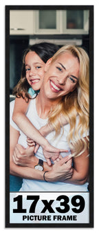 17x39 Frame Black Picture Frame - Complete Modern Photo Frame Includes UV Acrylic Shatter Guard Front Acid Free Foam Backing Boa