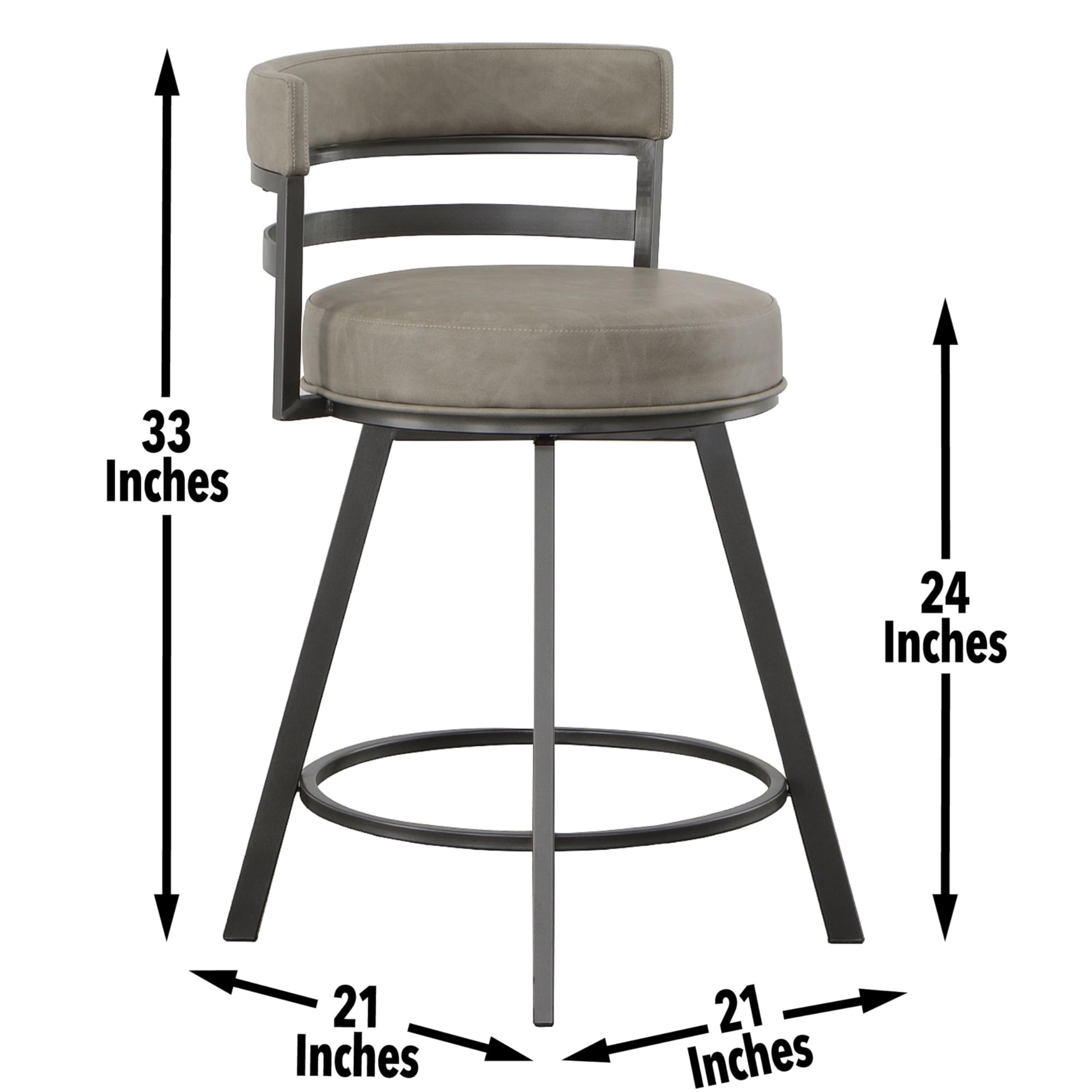 Steve Silver Furniture Gene Swivel 24-Inch Seat Height Counter Stool, 60-Degree Swivel, Modern/Mid-Century Design, Counter Table/Bar, Dining Room, 20.5" D x 20.5" W x 32.5" H, Gray