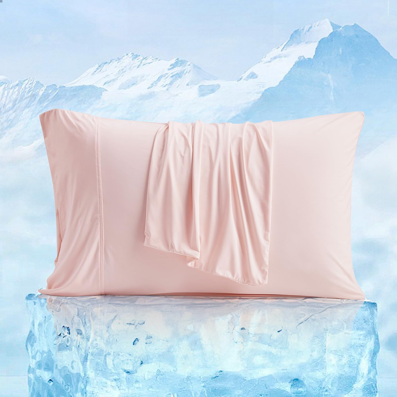 Cozy Bliss Cooling Pillowcases For Hot Sleepers, Q-Max>0.4 Standard Pillow Cases Envelope Closure For Night Sweats, Double Sided