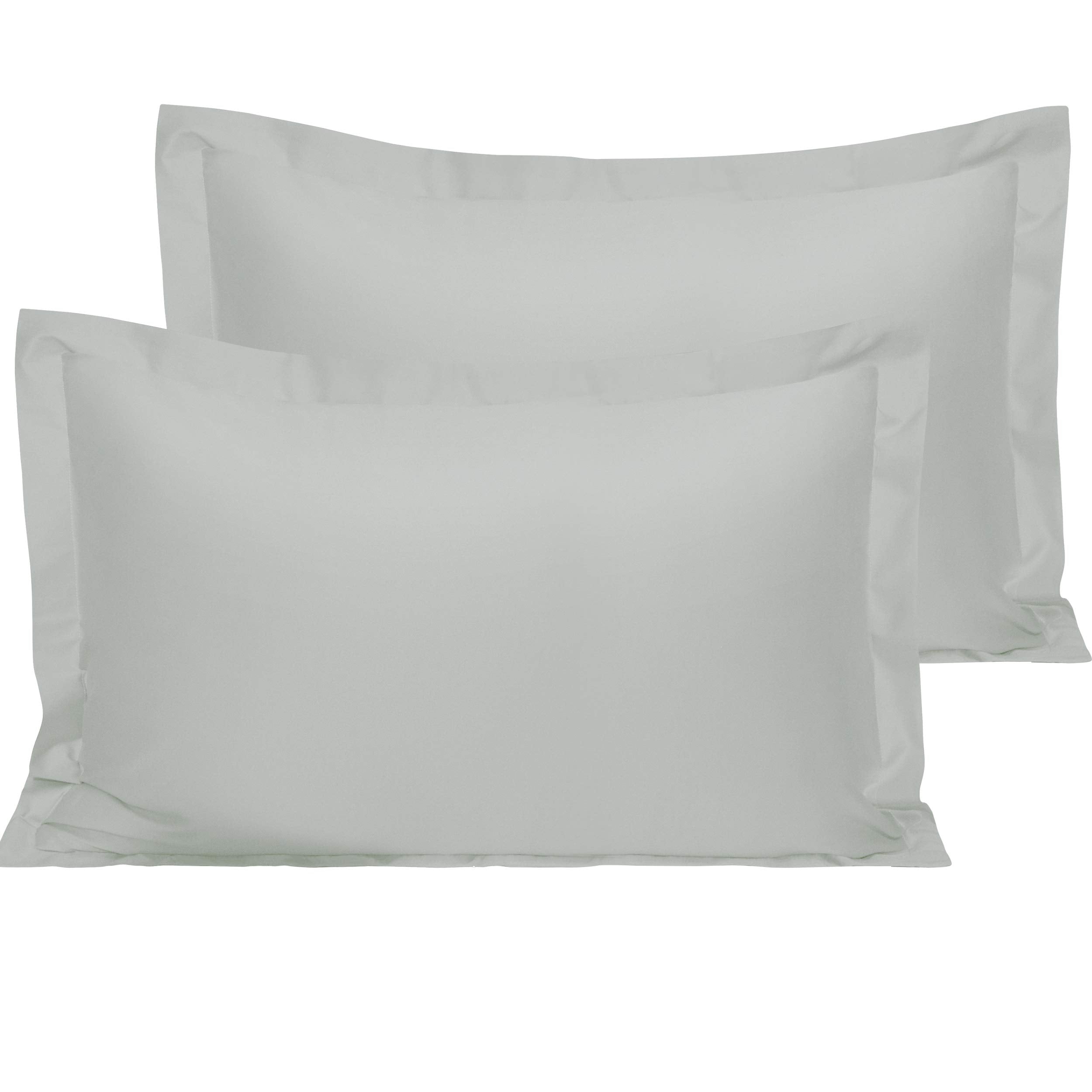 Ntbay 2 Pack 500 Thread Count 100% Egyptian Cotton Queen Pillow Shams, Super Soft And Breathable Oxford Pillowcases For Bed, 20X30 Inches, Light Grey