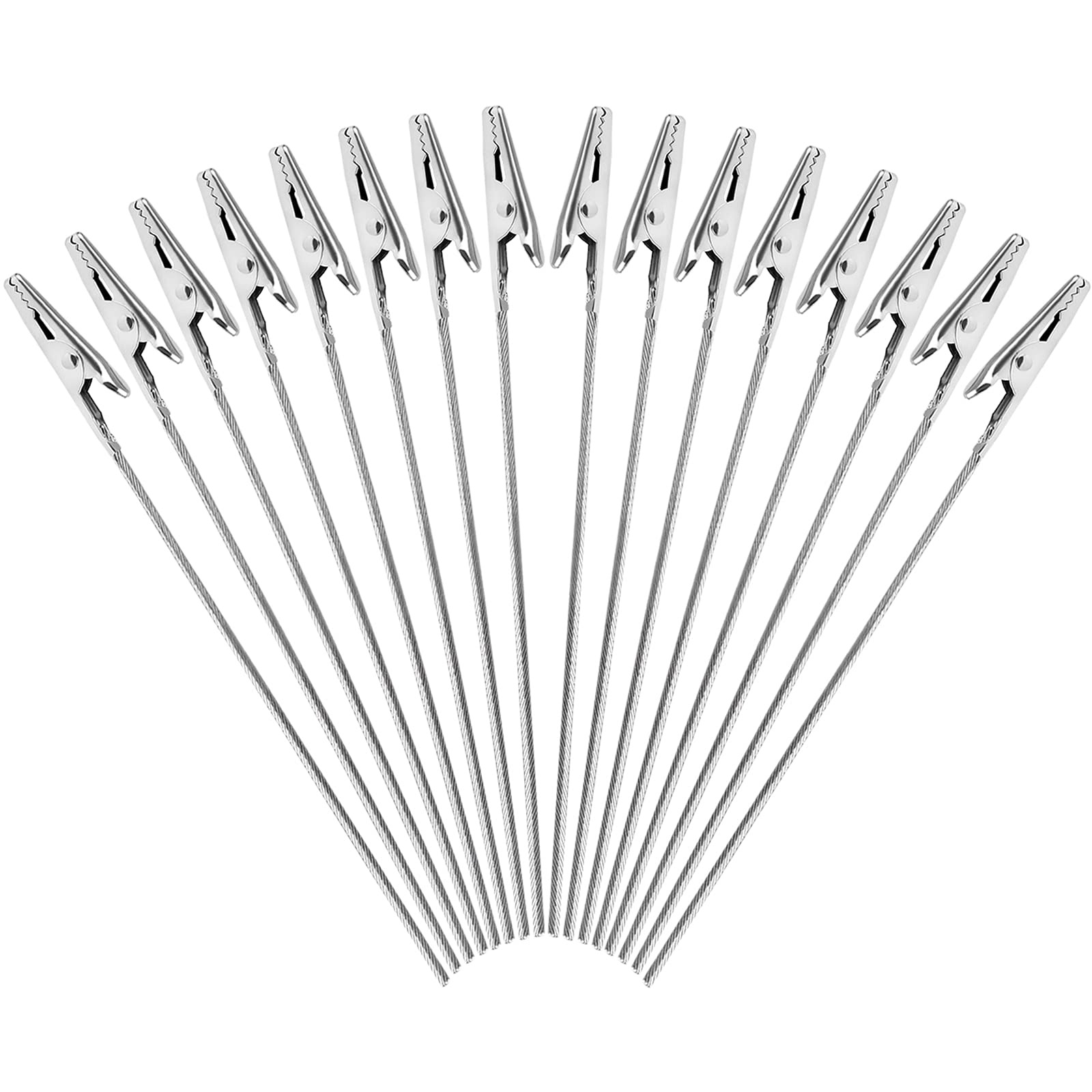 PECULA 40 PCS Metal Wire Alligator Clips - 6inch Silver Photo Clip Holder for Crafts, DIY, Memo Display