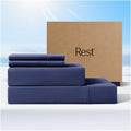 Rest Evercool+ Cooling Sheet Set, Full Size, Midnight Blue, Breathable Bed Sheets For Hot Sleeper And Night Sweats, With Pillowc