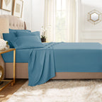 Clara Clark Twin Sheets, 5 Piece Set - Hotel Luxury Sheets For Twin Size Bed, Super Soft Bedding Sheets & Pillowcases, Twin Size Sheets, Blue Heaven