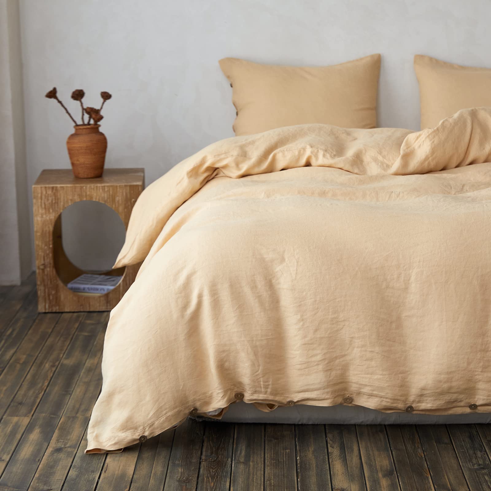 Simple&Opulence 100% Linen Duvet Cover Set, 2 Piece Belgian Flax Breathable Bedding, Twin Size-(1 Comforter Cover+1 Pillowsham)