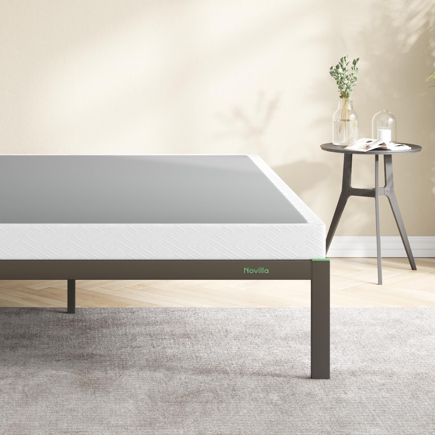 Novilla California King Box Spring, 4-Inch Metal Box Spring Supports For All Types Of Mattress/Extra-Strong Support & Non-Slip, No Noise, Easy Assembly