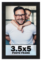 CountryArtHouse 3.5x5 Frame Black Solid Pine Wood Picture Frame Includes UV Acrylic Plexiglass, Acid Free Foam Backing Board and