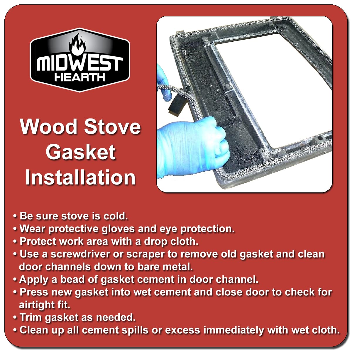 Midwest Hearth 3440 Gasket Kit For Intrepid I,Ii, Old Defiant*, Resolute, Vigilant Stoves By Vermont Castings