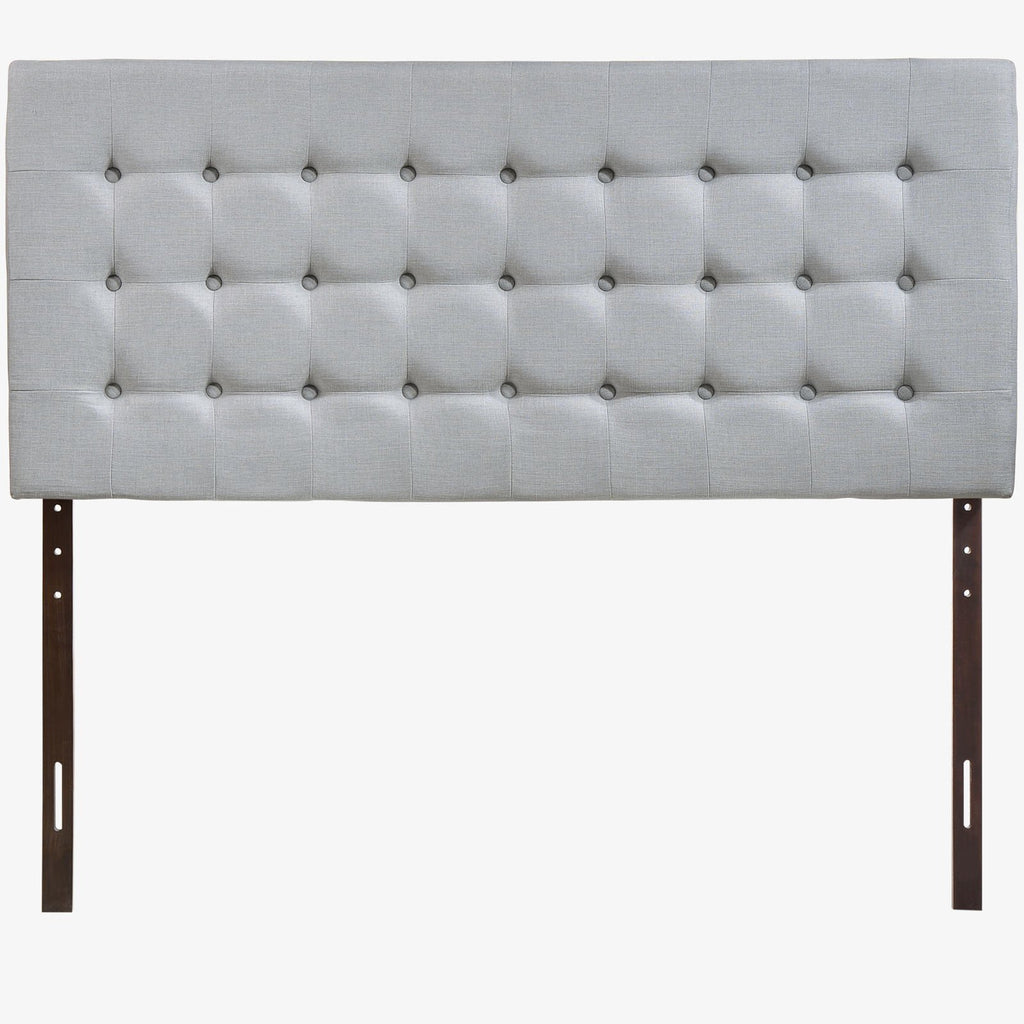 Modway Tinble Tufted Button Linen Fabric Upholstered Queen Headboard in Gray
