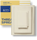 600 Thread Count Egyptian Quality 100% Cotton Sheets Set, King Size Bedding Set In Sand