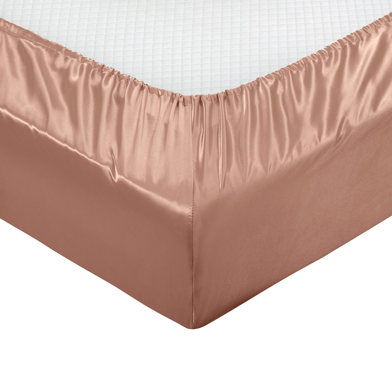 Treely 4 Piece Satin Sheets Twin Size Silky Smooth Champagne Satin Sheet Set With Deep Pocket, Satin Fitted Sheet, Flat Sheet, 2
