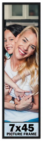 CountryArtHouse 7x45 Frame Black Solid Pine Wood Picture Frame Includes UV Acrylic Plexiglass, Acid Free Foam Backing Board and 