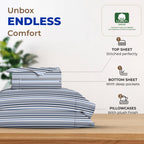 Thread Spread 100% Egyptian Cotton Printed Bed Sheets - 600 Thread Count 4 Pc King Sheet Set, Hotel Luxury Sateen Bedsheets, 16' Deep Pocket Soft Cooling Sheets For King Size Bed - Variegated Stripe