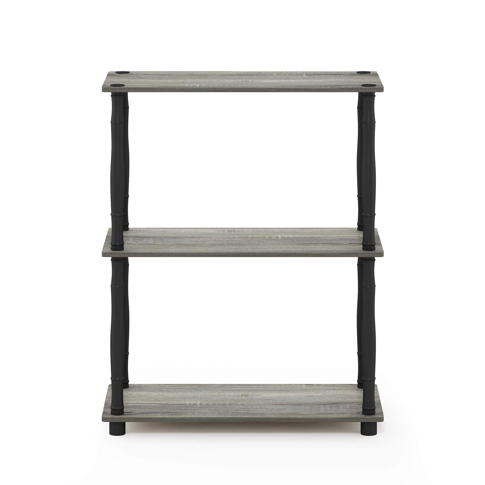 Furinno 18029GYW/BK Turn-N-Tube 3-Tier Compact Multipurpose Shelf Display Rack, Classic, French Oak Grey/Black, 3-Tier Classic Tubes