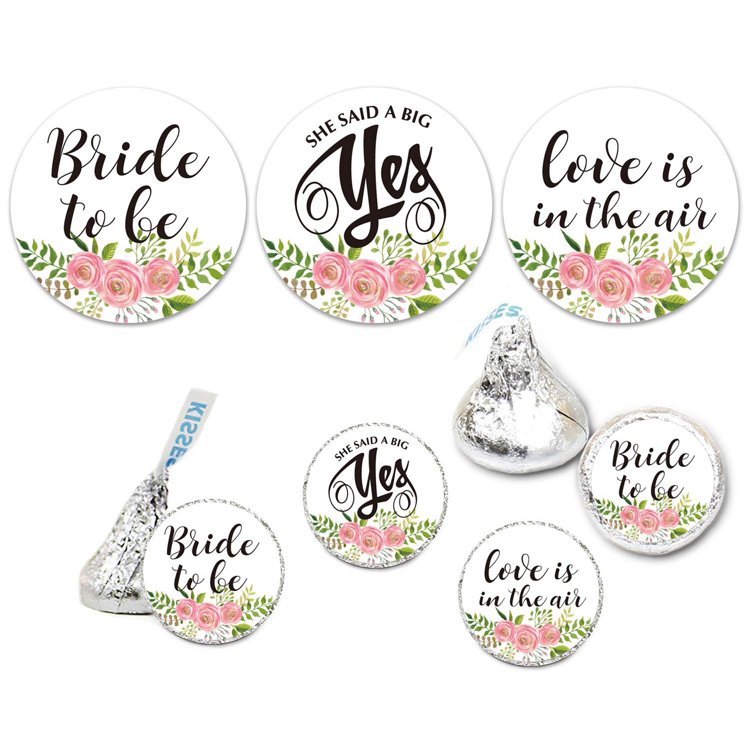 180 Floral Chocolate Label Stickers, Bridal Shower Party Favors, Bride to Be Hershey Kisses Stickers, Bachelorette Party, Weddin